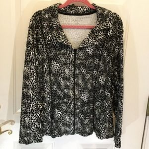 Kim Rogers Animal Print Zip Close Sweat Jacket 3X